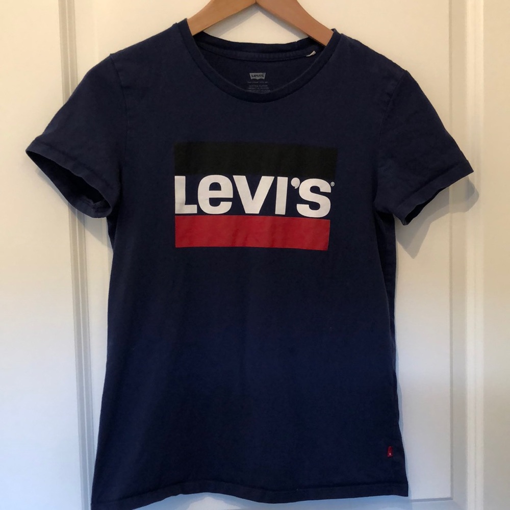 🌻3/$20 Levi’s blue logo cotton T-shirt small